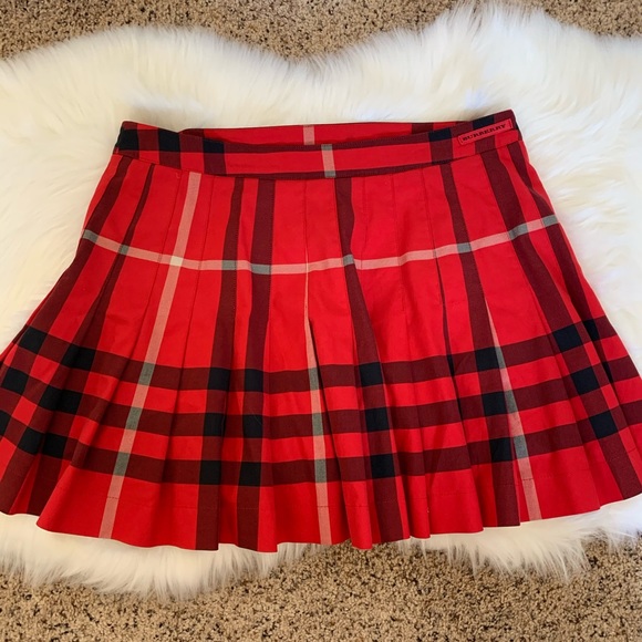 BURBERRY Red Plaid Nova Check Wrap Skirt Size 10 - Picture 4 of 10
